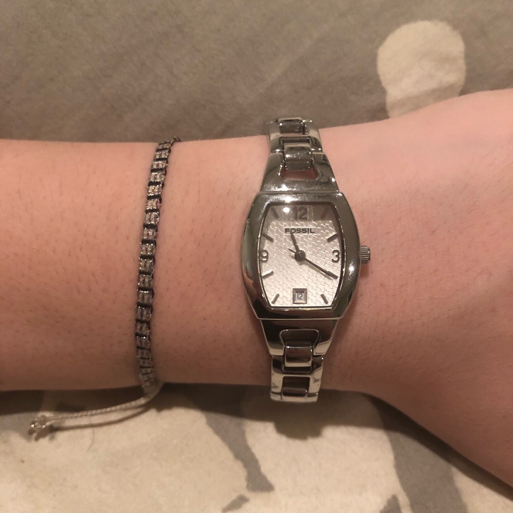 Silver Fossil Watch